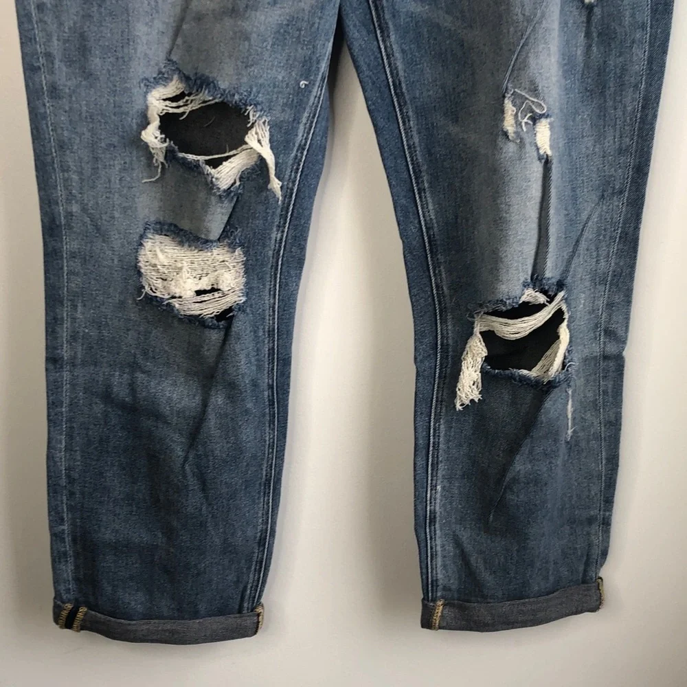 Vervet Distressed Boyfriend Ankle Blue Jeans - Picture 4 of 7